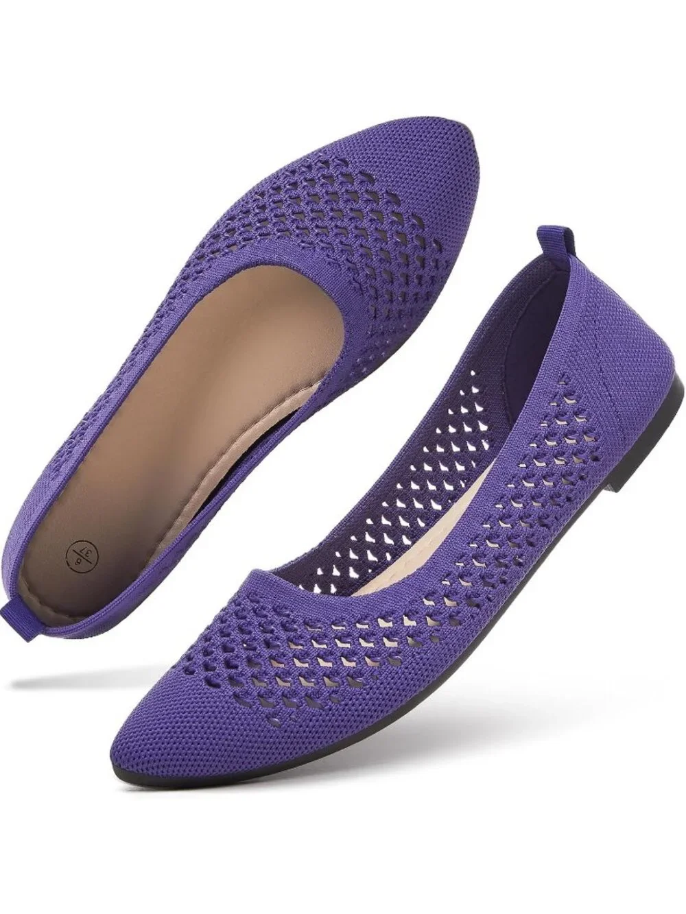 Women's Dark Purple Comfortable Pointed Toe Slip On Business Casual Ballet Flats